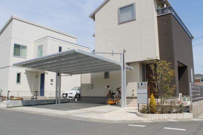 三協アルミ　4G（フォーグ）を用いスタイリッシュなオープン外構をデザイン　東松山市